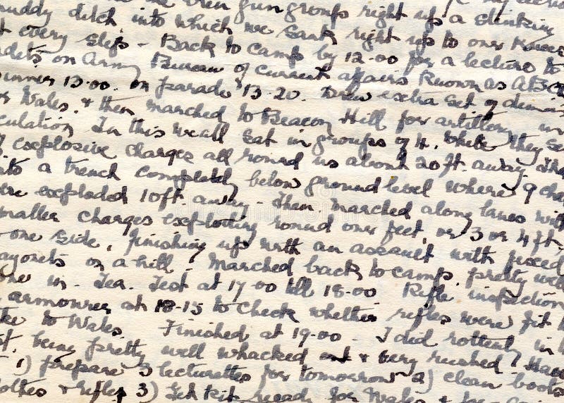 Wartime diary handwriting