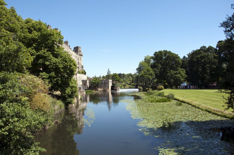 Warwick Castle and the River Avon stock photo