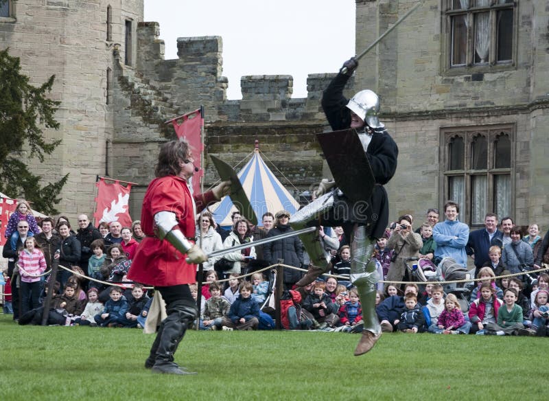 Warwick Castles Warriors Mediaeval Sword Play Editorial Photo Image