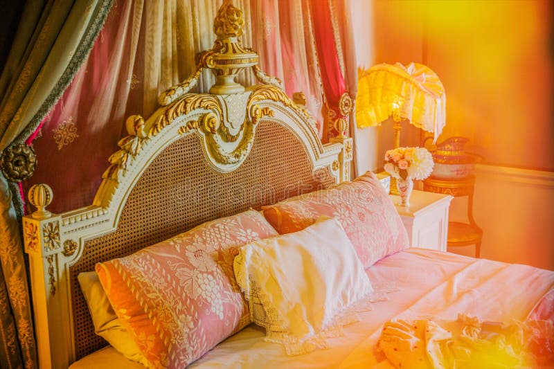 Warwick, Warwick Castle, UK, May5,2018.Bedroom interior in castle. royalty free stock images Warwick, Warwick Castle, UK, May5,2018.Bedroom interior in castle. royalty free stock images