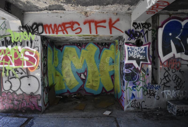 The remains of West Fort Miley beautified under graffiti, 6. stock photo The remains of West Fort Miley beautified under graffiti, 6. stock photo