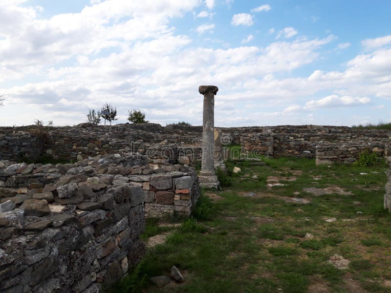 Roman ruins of Histria citadel in Dobrogea, Romania