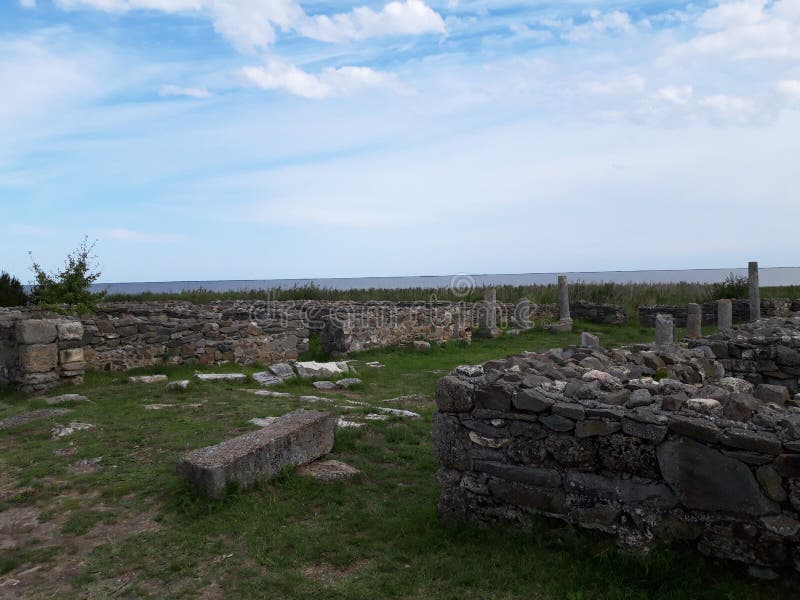 Roman ruins of Histria citadel in Dobrogea, Romania