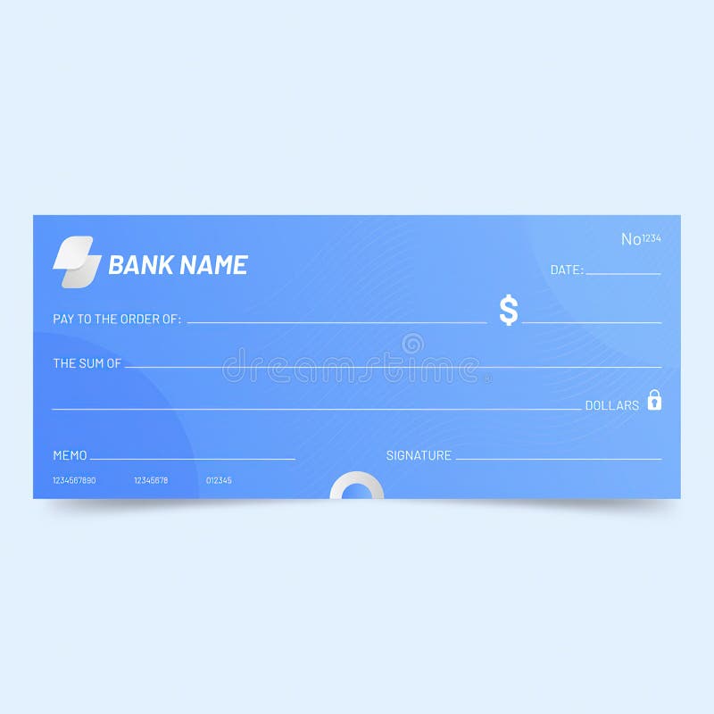 Signed Blank Bank Check Mockup - Fake Check royalty free illustration