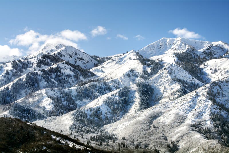 Wasatch Mountain peaks in northern utah in the wintertime