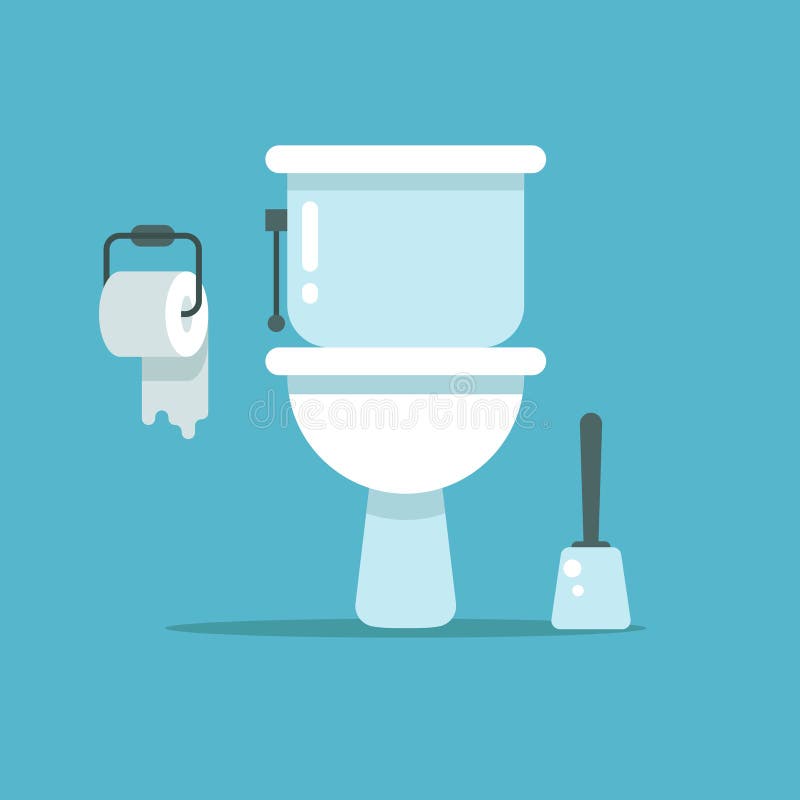 Waschraum, Toilettenschüssel, Bidet mit mit Toilettenpapier und Toilettenbürstenvektorillustration vektor abbildung Waschraum, Toilettenschüssel, Bidet mit mit Toilettenpapier und Toilettenbürstenvektorillustration vektor abbildung