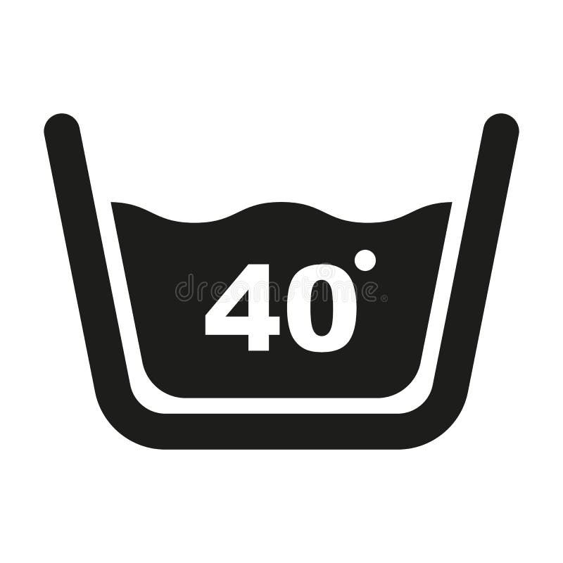 Wash at 40 Degree Icon. Water Temperature Vector Illustration Stock