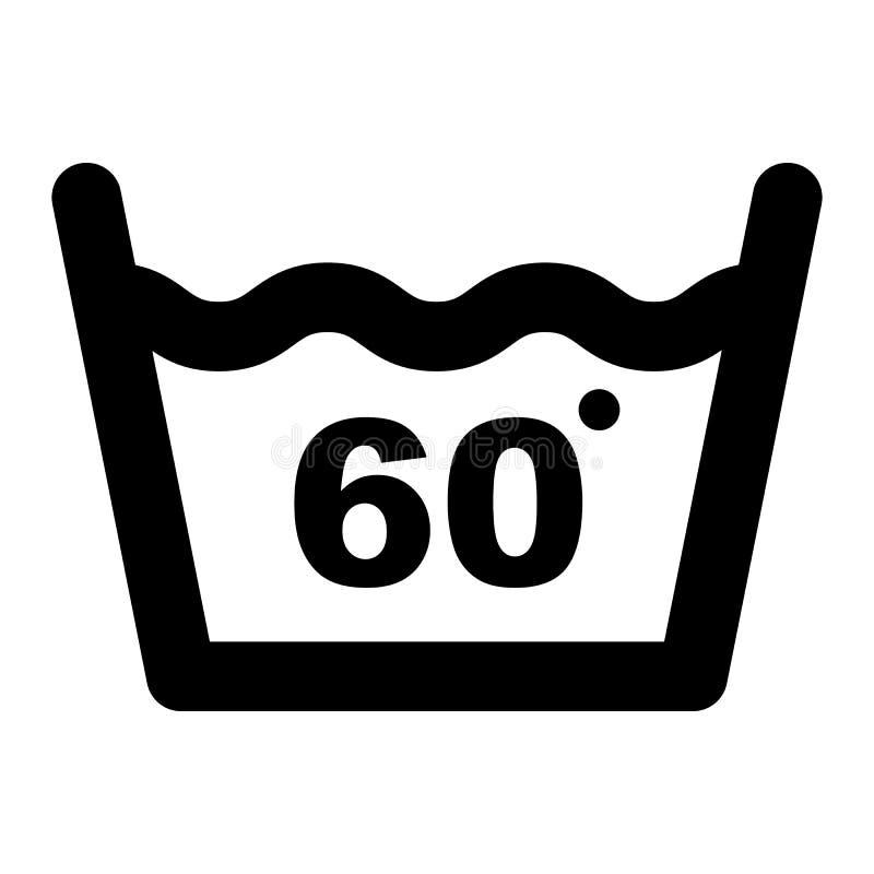 Wash at 60 Degree Icon. Water Temperature Vector Illustration Stock