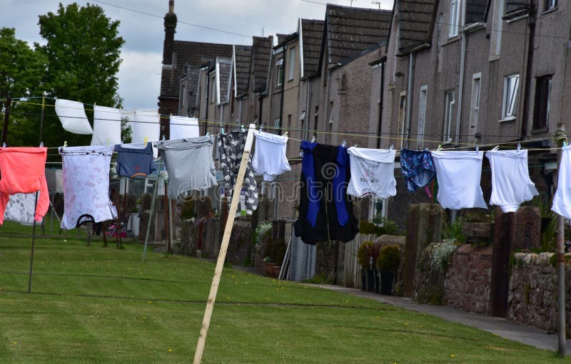 Wash Hanging Out To Dry on the Laundry Line in England Stock Image ...
