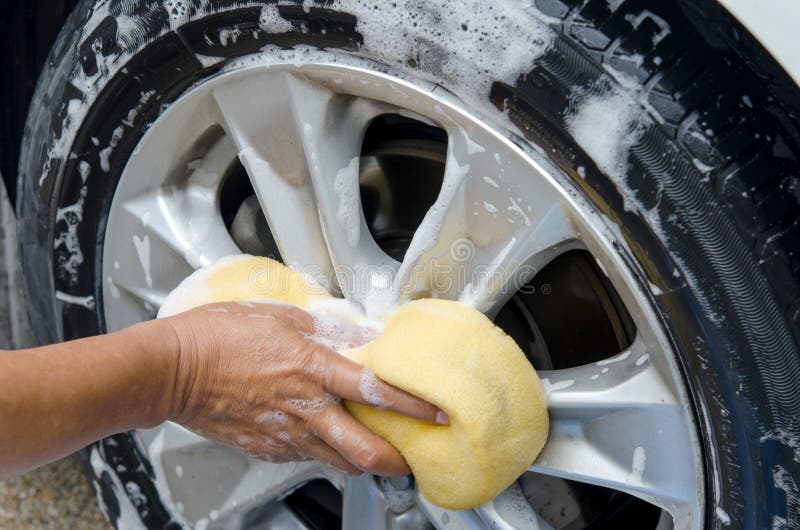 Car Wash Wheels Cleaning stock photo. Image of transportation 115156822