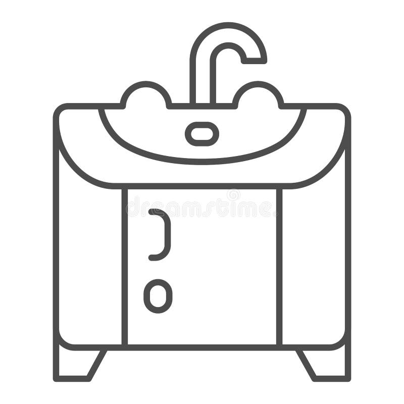 Washbasin λεπτό εικονίδιο γραμμών Κουζινών επίπλων απεικόνιση που απομονώνεται διανυσματική στο λευκό Το σχέδιο ύφους περιλήψεων διανυσματική απεικόνιση Washbasin λεπτό εικονίδιο γραμμών Κουζινών επίπλων απεικόνιση που απομονώνεται διανυσματική στο λευκό Το σχέδιο ύφους περιλήψεων διανυσματική απεικόνιση