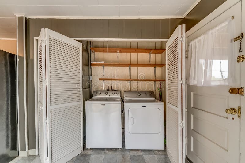 Washer and Dryer Closet Doors Open Stock Photo Image of dryer