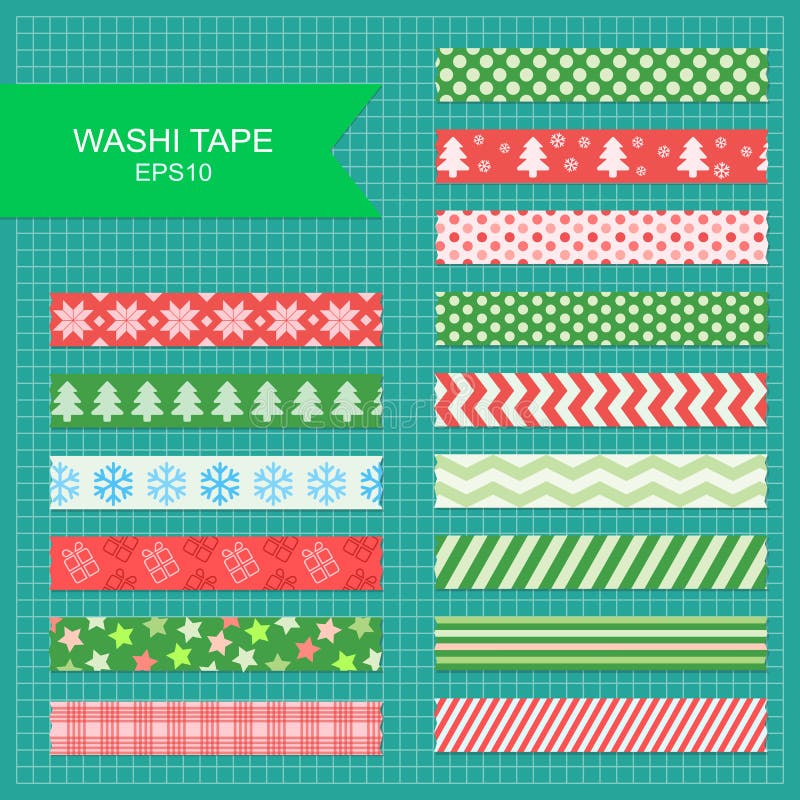 Washi tape christmas strips. stock illustration Washi tape christmas strips. stock illustration