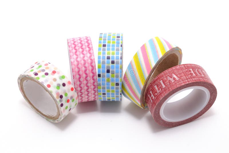 Washi Tape, a high quality masking tape made of rice paper, isolated on white background. royalty free stock photos Washi Tape, a high quality masking tape made of rice paper, isolated on white background. royalty free stock photos