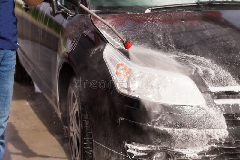 Washing a Car with Pressure Washer Stock Photo Image of valeting