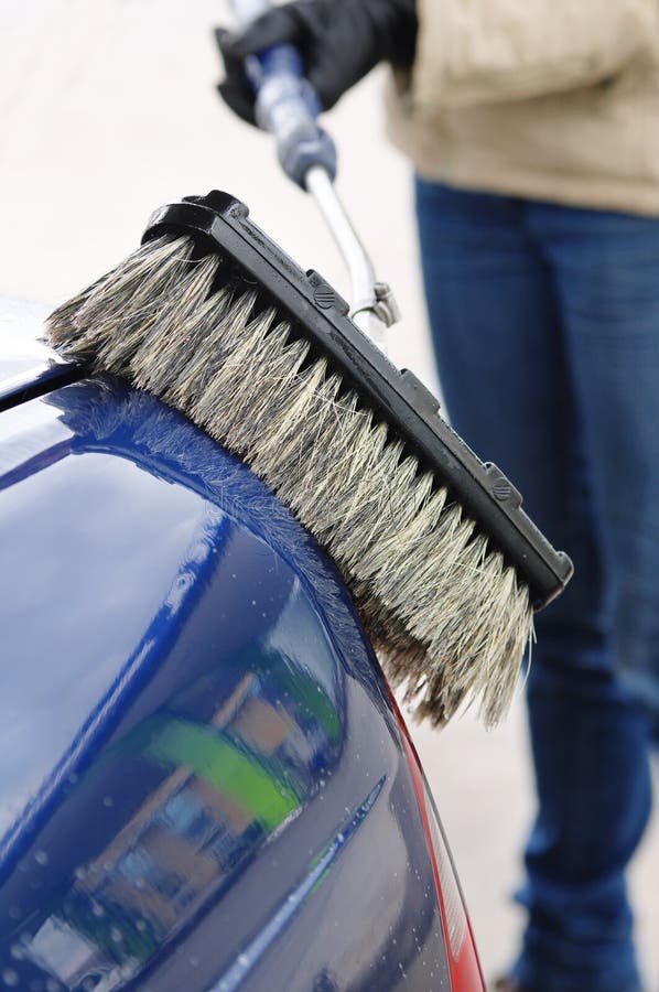 Washing Car with Scrub Brush Stock Photo Image of shiny, tire 19341798