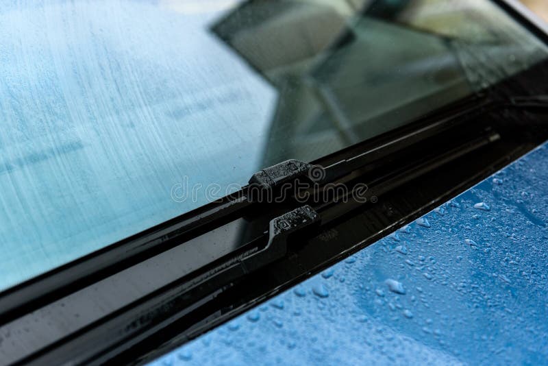 Washing Car Windscreen with Wipers and Liquid Stock Image Image of