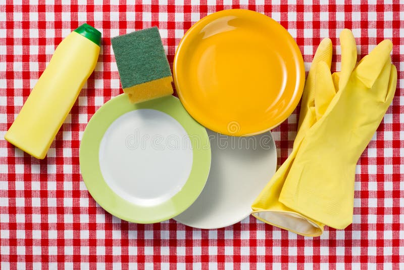 Washing dishes stock image