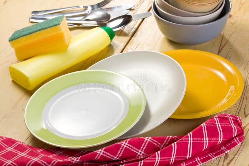 Washing dishes royalty free stock photos