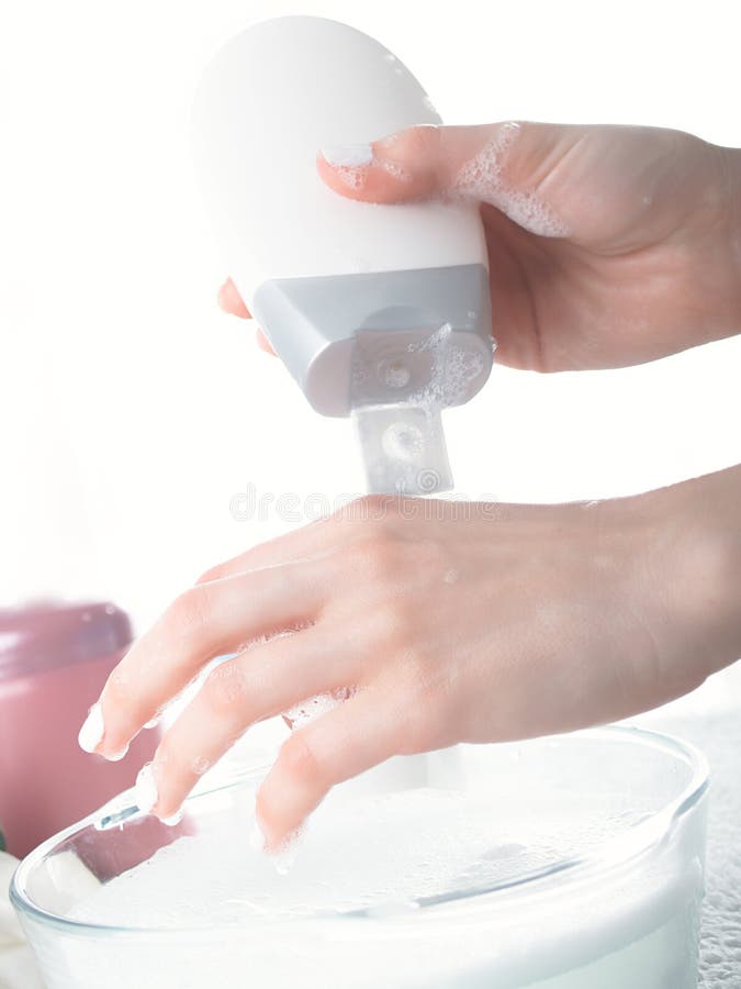 Washing of a female hands