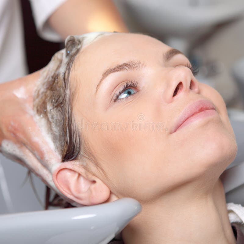 Washing hair in hair salon