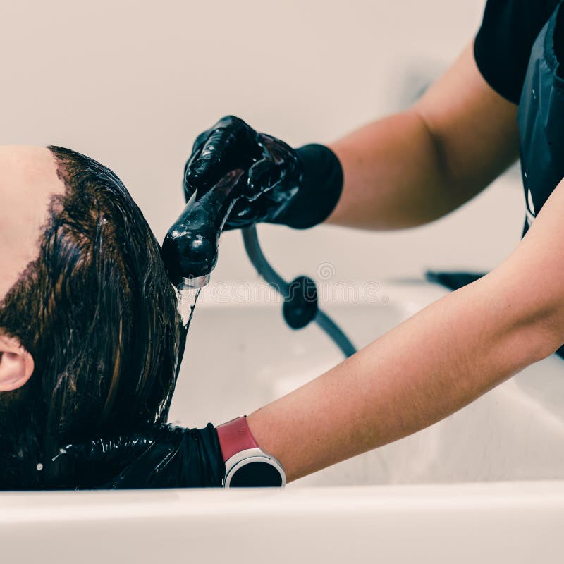 Washing hair in salon