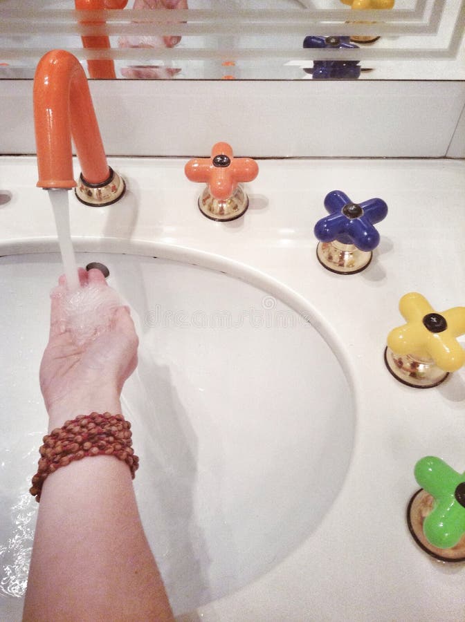 Washing hand stock photo. Image of woman, sink, colorful 72963970
