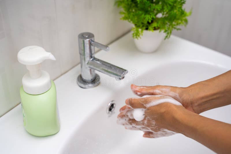 Washing Hand with Hand Wash Foam Stock Image Image of faucet, hand