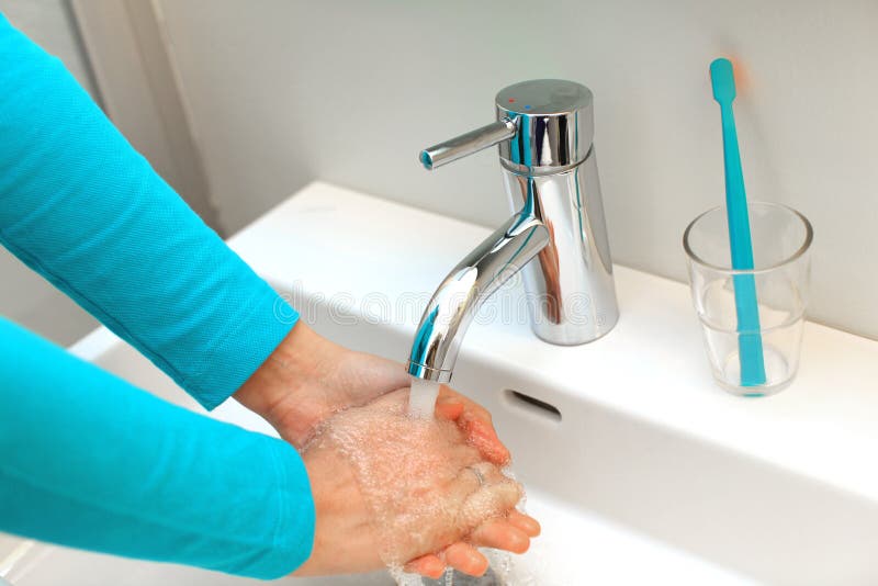 Washing Hands in the Bathroom Stock Photo Image of assurance