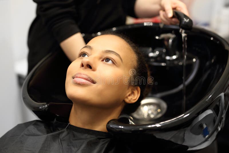 Washing head in a hair salon