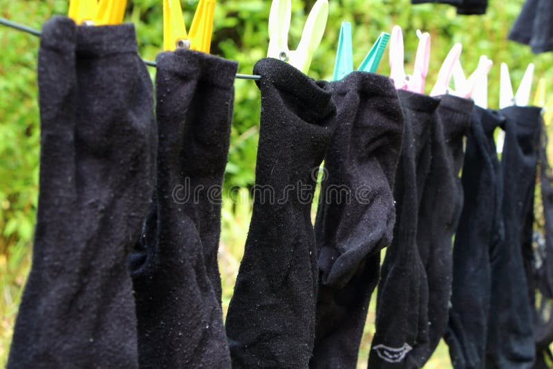 Washing line with socks stock image. Image of sock, linen 93572813