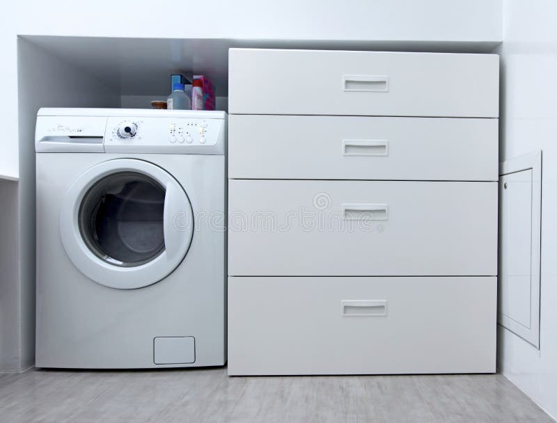 Washing Machine in the Bathroom Stock Photo Image of white, washing