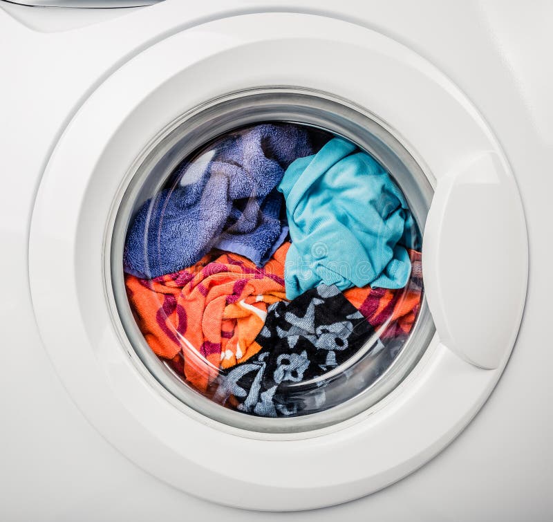 Washing Machine with Color Clothes Stock Image - Image of clean ...