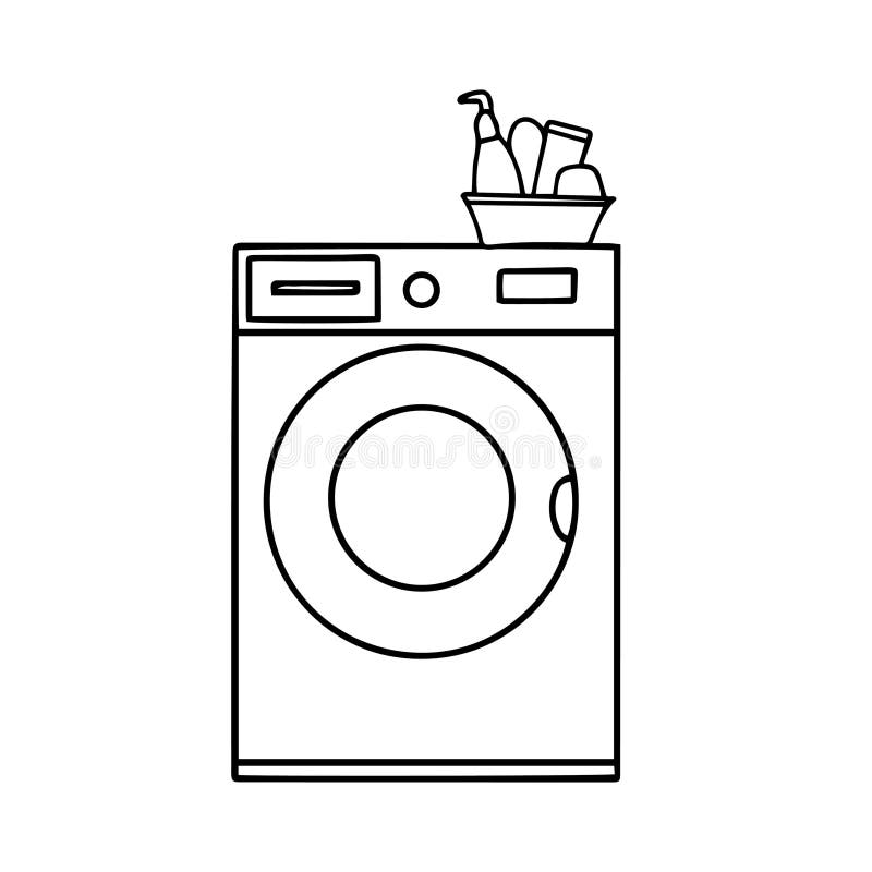 Washing machine illustration, drawing, engraving, ink, line art, vector  Stock Vector | Adobe Stock