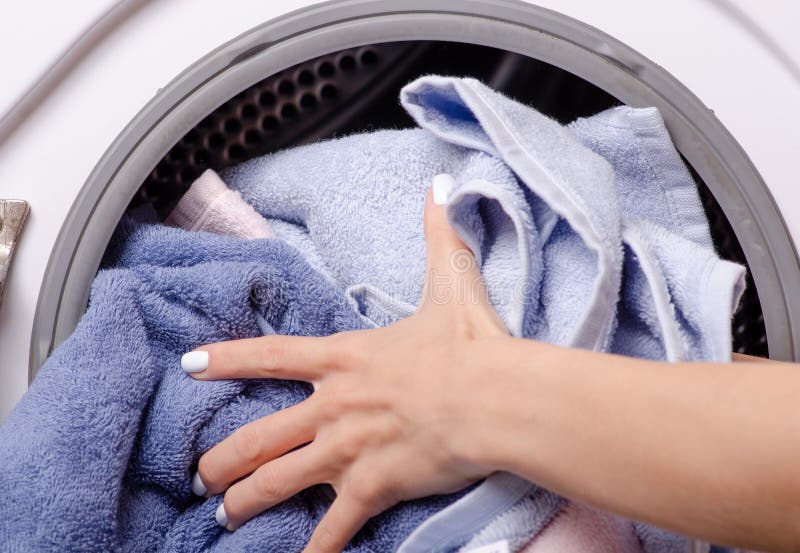 Washing Machine Drum Clothes Towels Hand Laundry Stock Photo - Image of ...