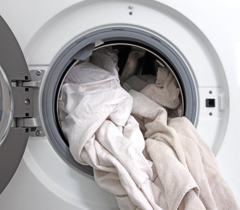 Washing Machine Filled with White Laundry Stock Photo - Image of ...
