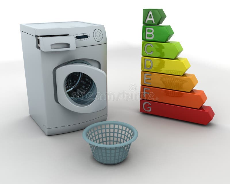 Washing machine and laundry basket stock illustration