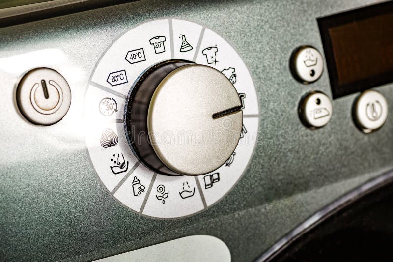 Washing Machine.Modern Washing Machine Front Panel with Display.Knob