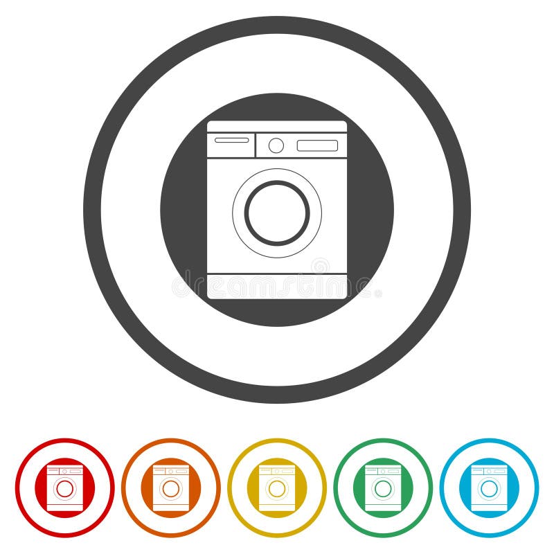 Washing Machine Ring Icon, Color Set Stock Vector Illustration of clothing, kitchen 199161281