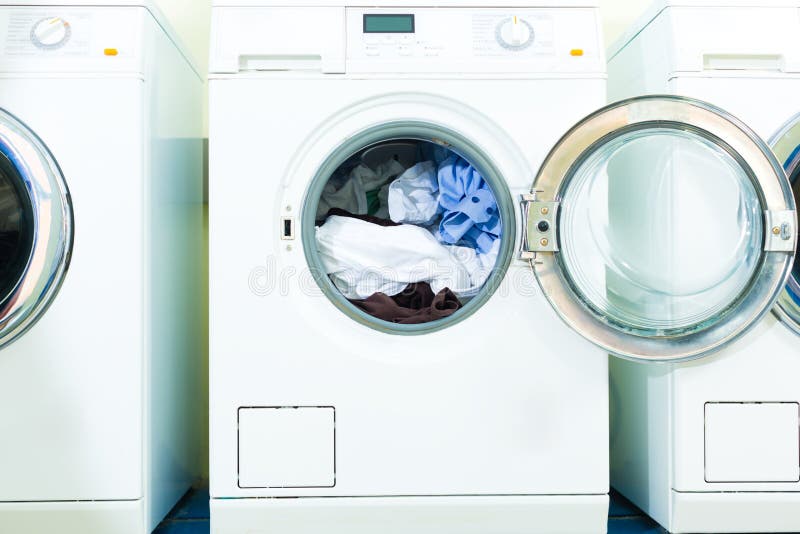 Washing machines in a laundry royalty free stock photos