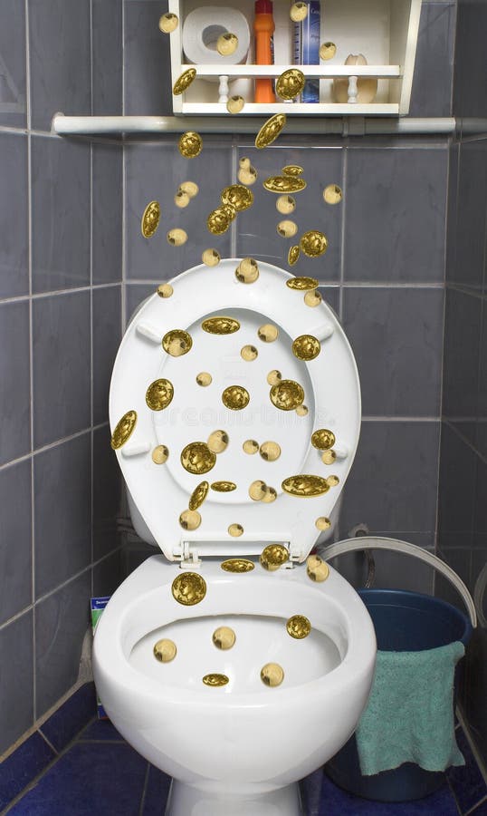 Money in a toilet bowl stock photo. Image of toilet, government 10203322