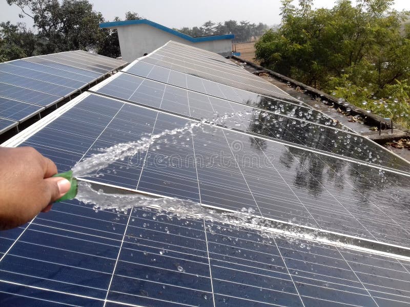 Washing of Photovoltaic solar panels for better absorption of sunlight as a source of energy to generate direct current