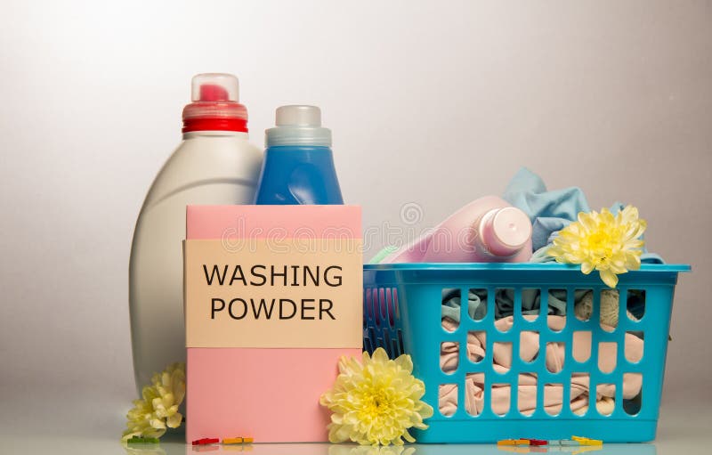 Washing powder and towels royalty free stock images