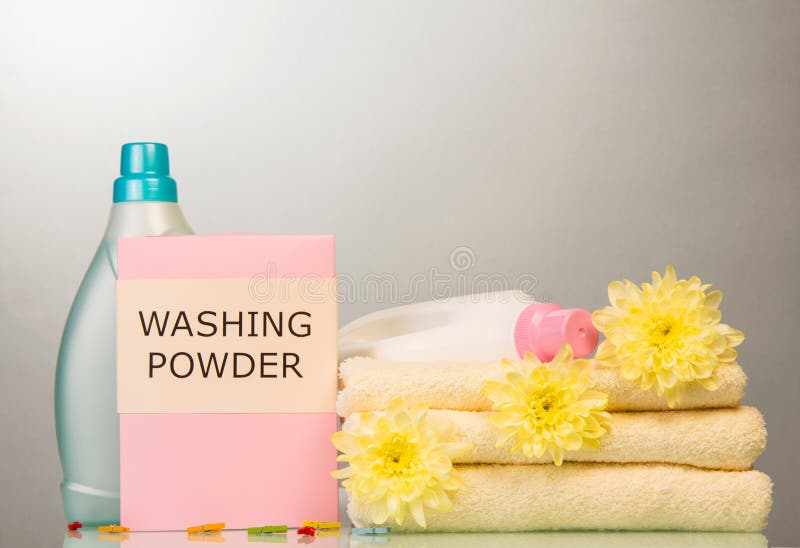 Washing powder and towels royalty free stock image