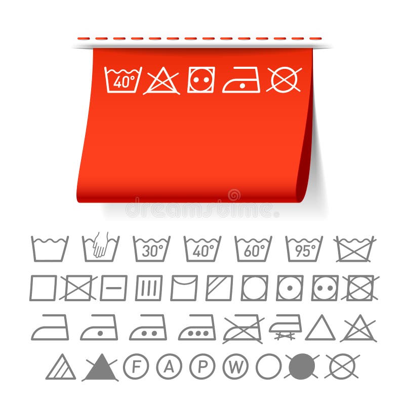 Washing Care Symbols, Vector Icon Set Stock Vector Illustration of