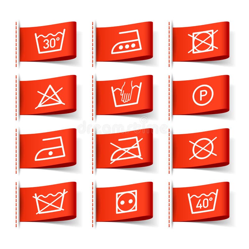 Washing symbols on clothing labels vector illustration