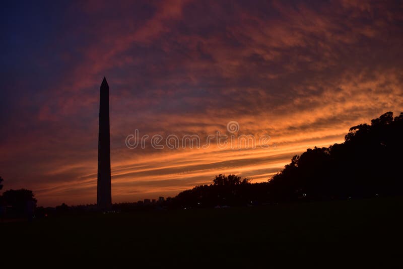 Washington, D.C, USA - July 2, 2017: Washington monument sunset