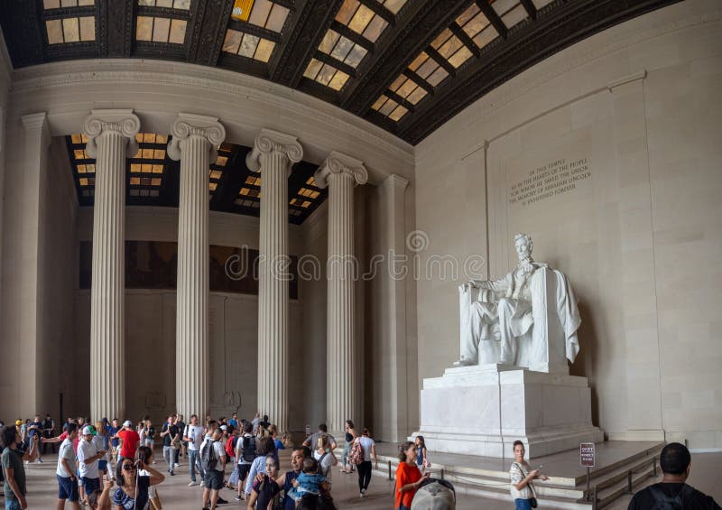 Washington DC, distrito de Columbia [Estados Unidos E.U., Lincoln Memorial sobre a associação da reflexão, interior e exterior, foto de stock Washington DC, distrito de Columbia [Estados Unidos E.U., Lincoln Memorial sobre a associação da reflexão, interior e exterior, foto de stock