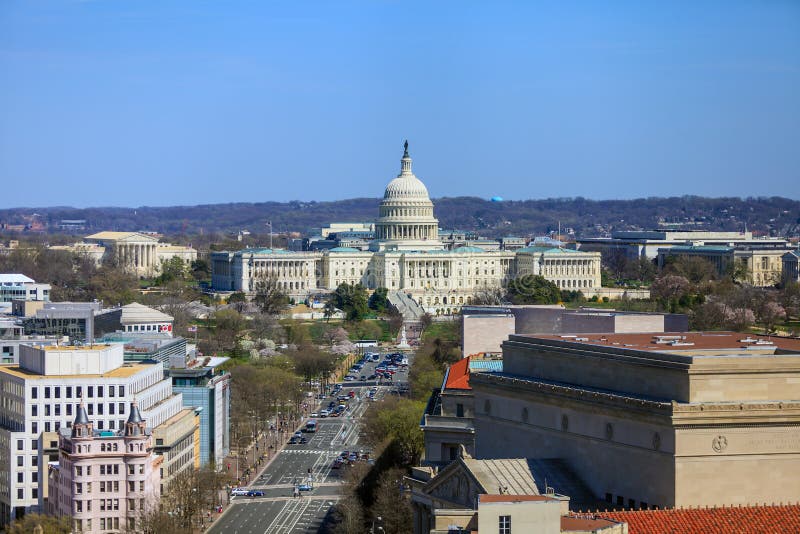 Washington DC, skyline with Capitol building and other Federal b stock photography