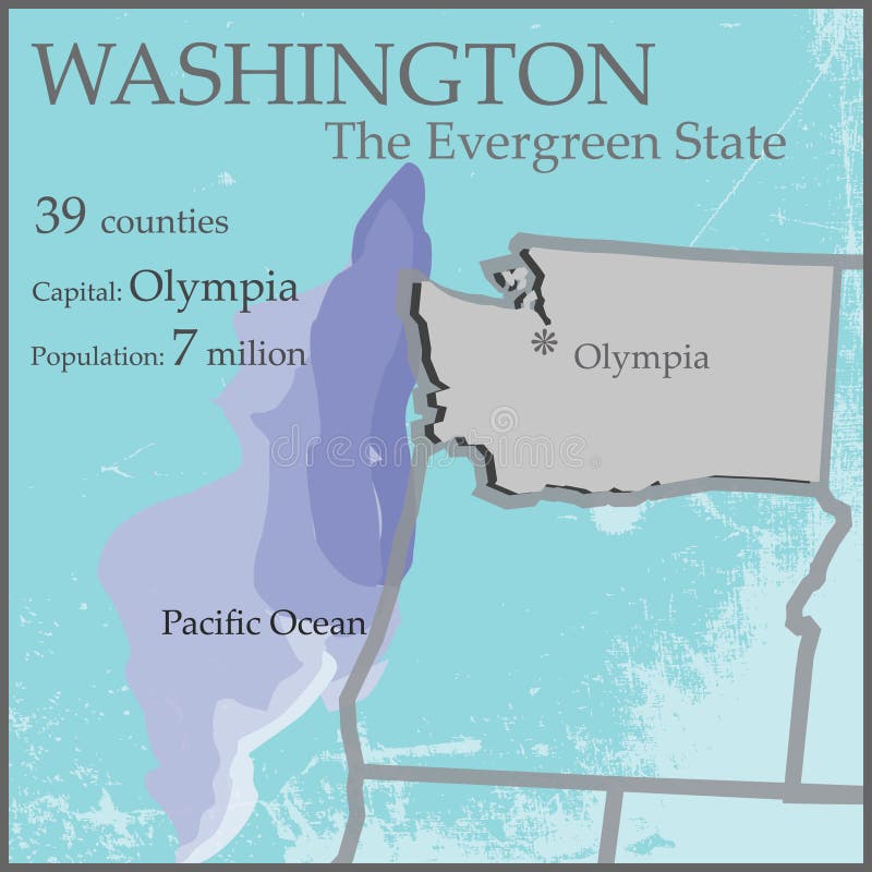 Washington, the Evergreen State Map Stock Vector - Illustration of counties, artistic: 57308310